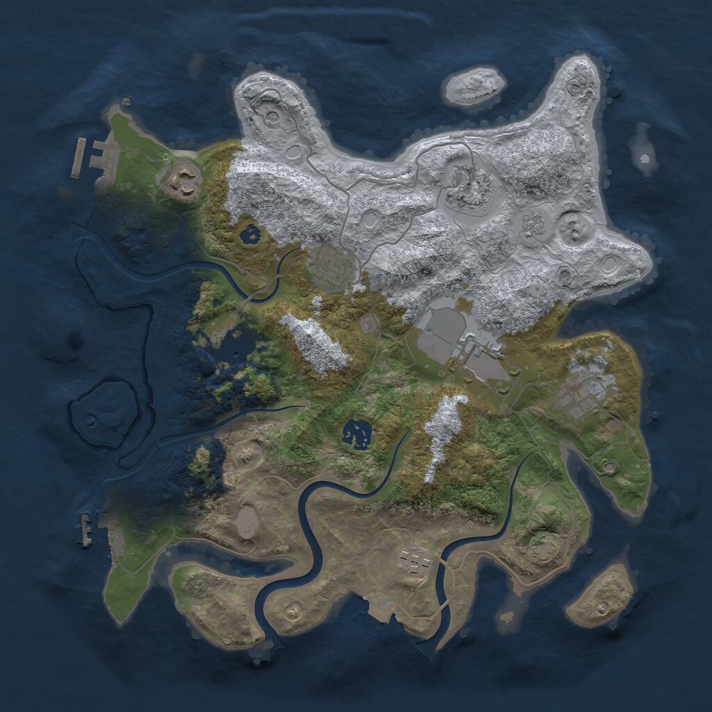 Rust Map: Procedural Map, Size: 3500, Seed: 59845114, 14 Monuments