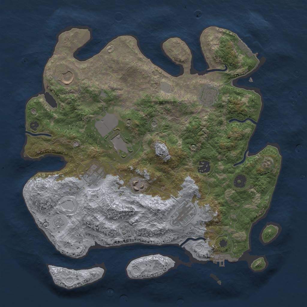 Rust Map: Procedural Map, Size: 3500, Seed: 467912, 17 Monuments