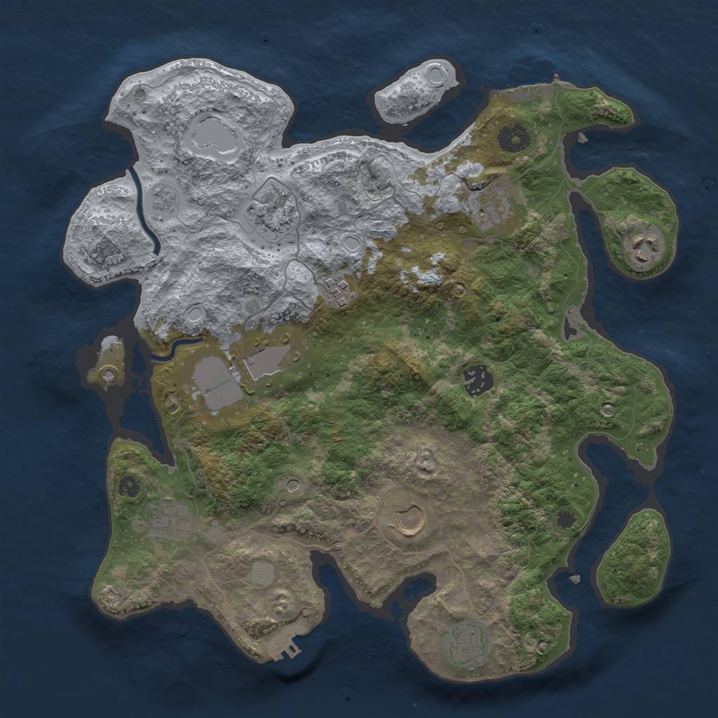 Rust Map: Procedural Map, Size: 3500, Seed: 27779852, 18 Monuments