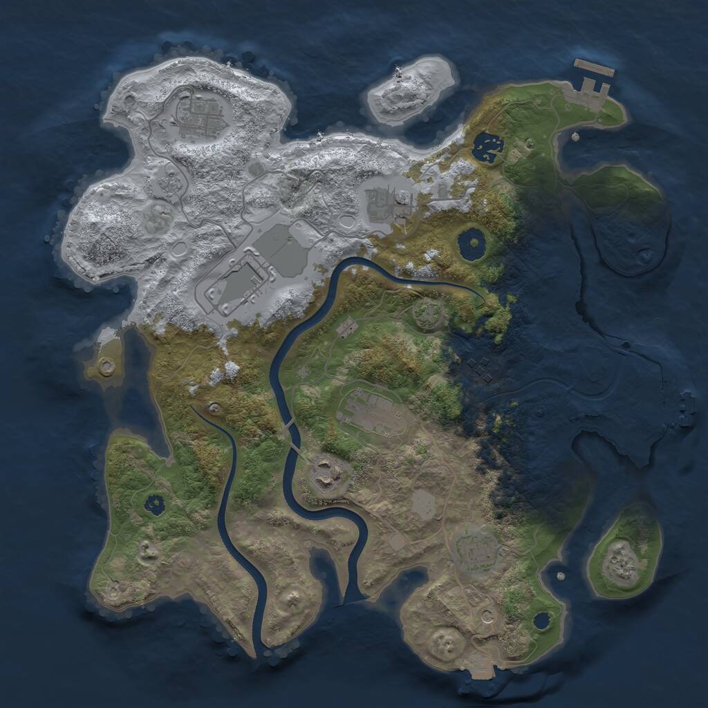 Rust Map: Procedural Map, Size: 3500, Seed: 27779852, 14 Monuments