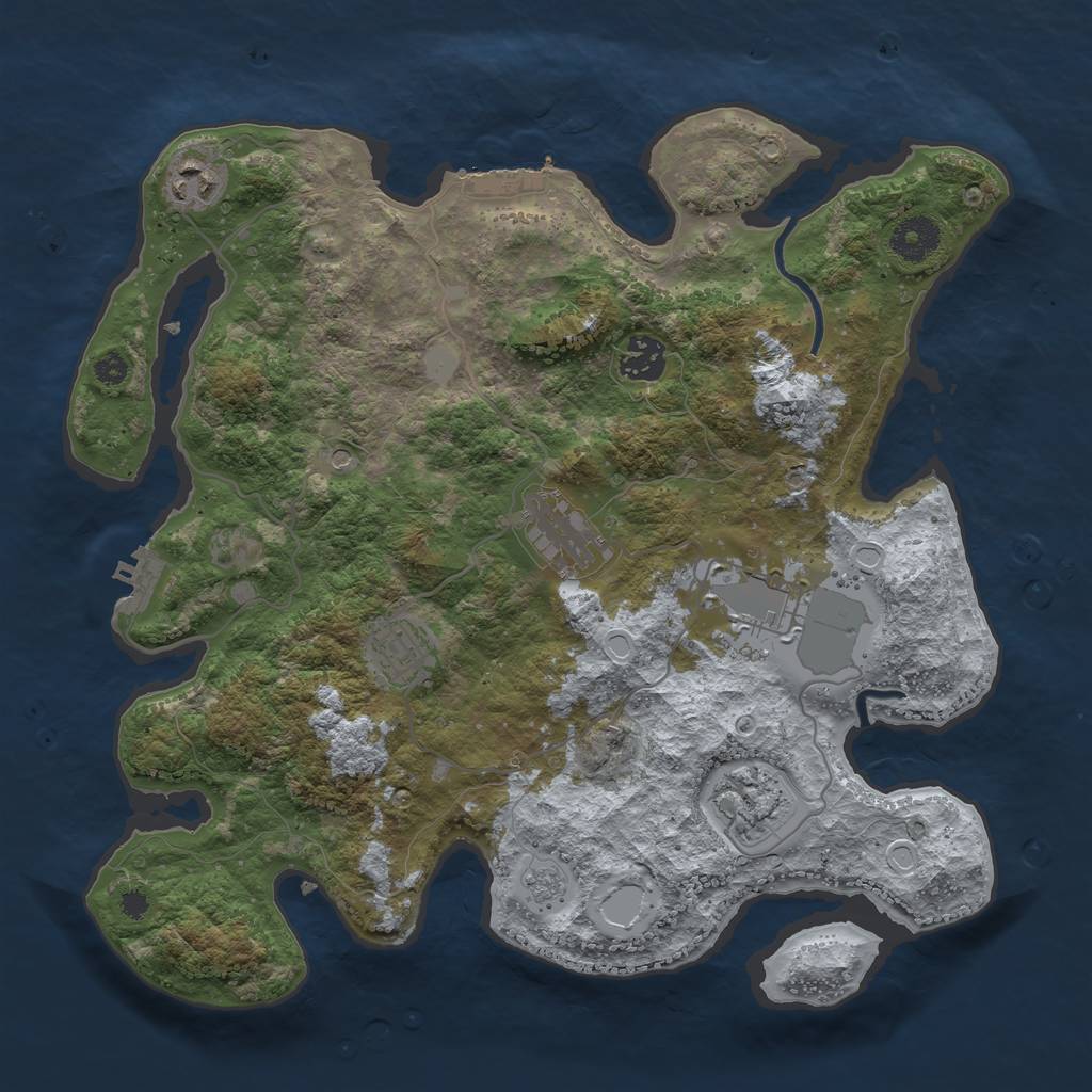 Rust Map: Procedural Map, Size: 3500, Seed: 84194153, 15 Monuments