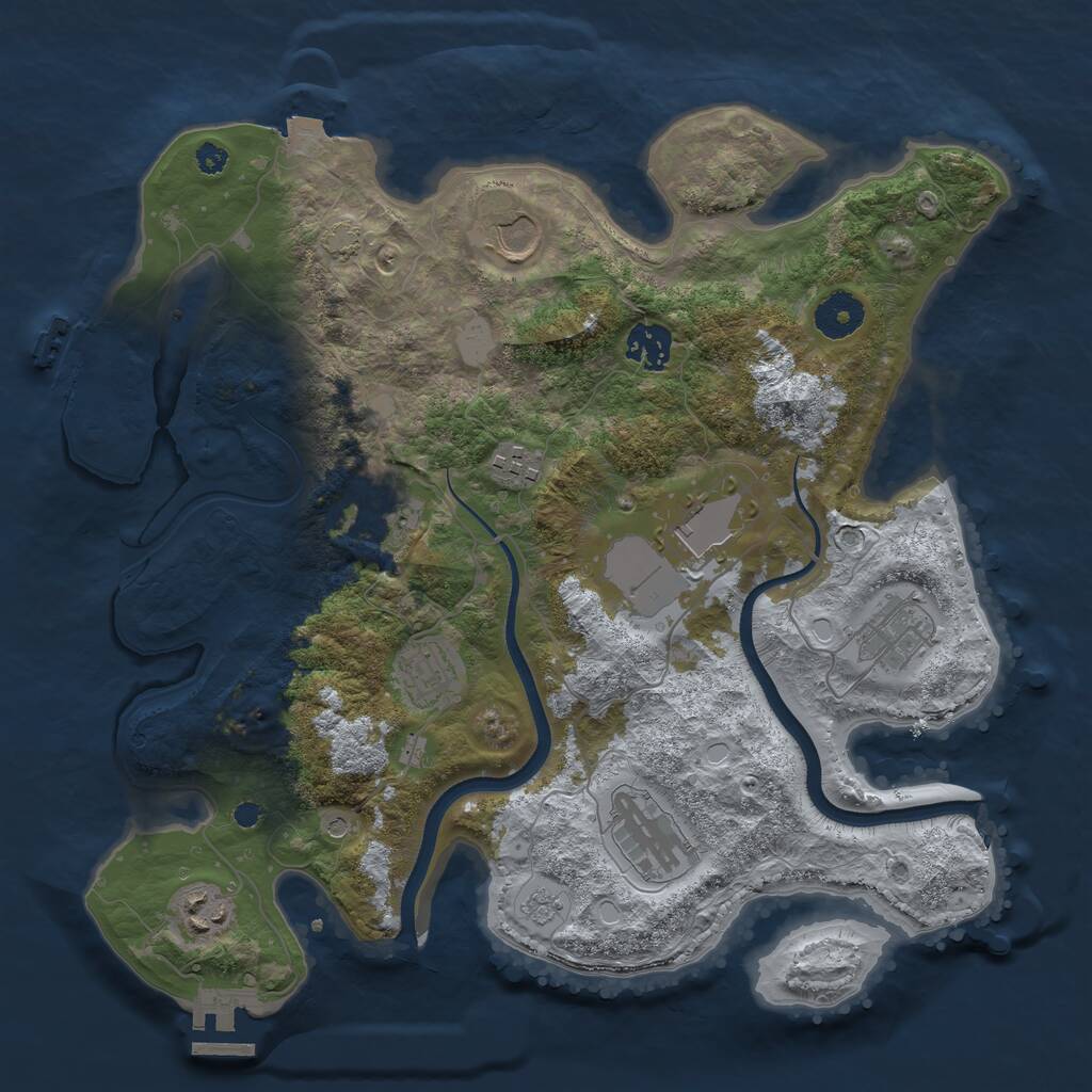 Rust Map: Procedural Map, Size: 3500, Seed: 84194153, 15 Monuments