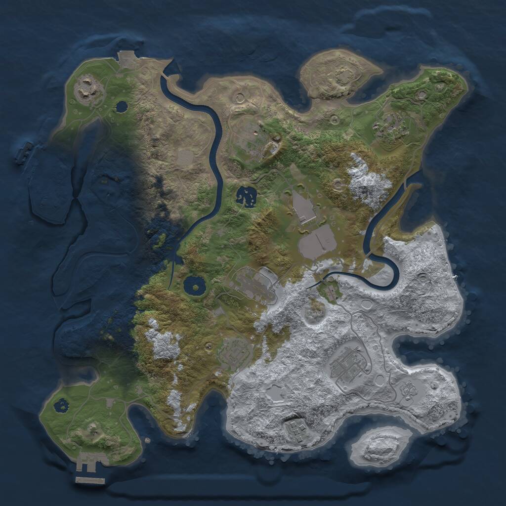 Rust Map: Procedural Map, Size: 3500, Seed: 84194153, 15 Monuments