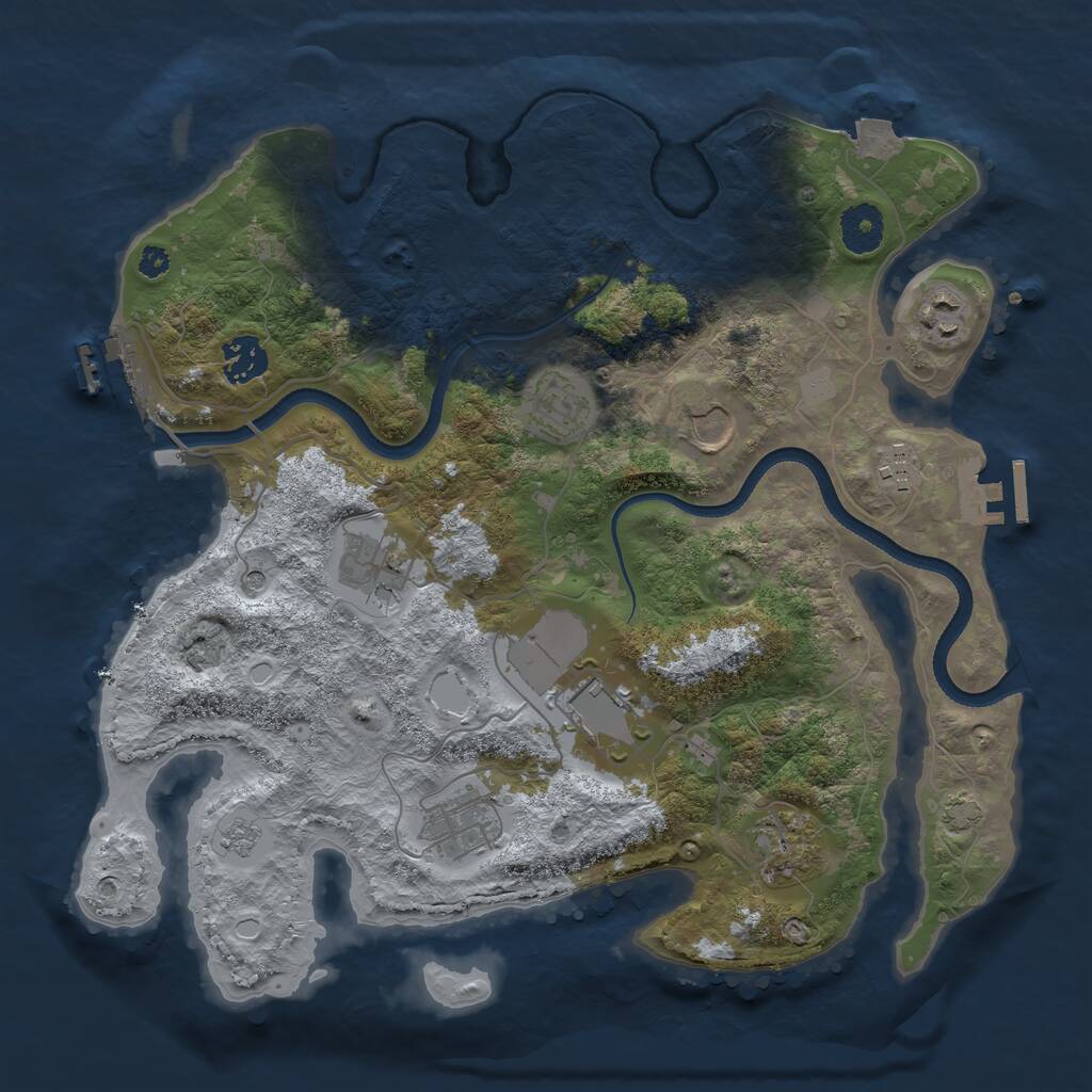Rust Map: Procedural Map, Size: 3500, Seed: 39724361, 15 Monuments