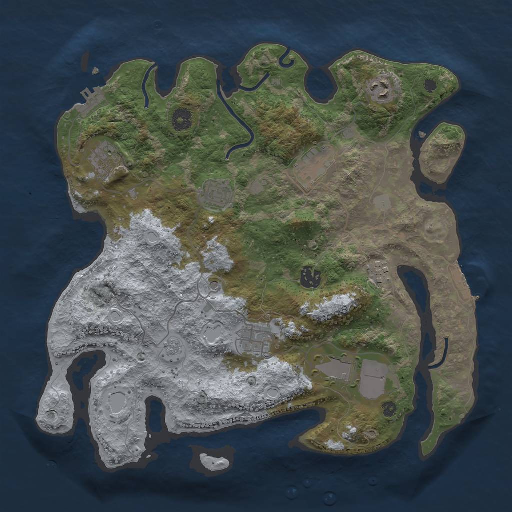 Rust Map: Procedural Map, Size: 3500, Seed: 39724361, 17 Monuments