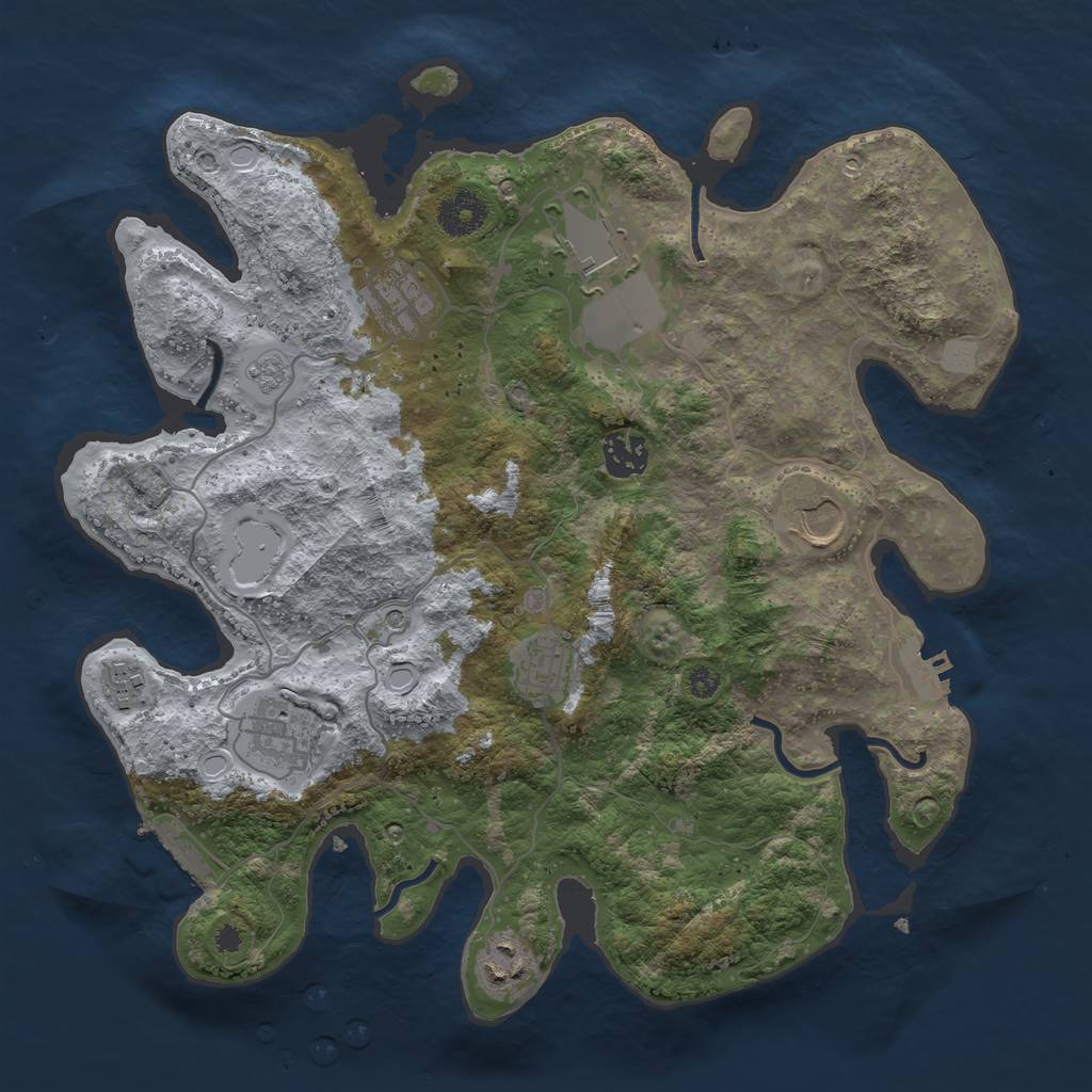 Rust Map: Procedural Map, Size: 3500, Seed: 6361672, 17 Monuments