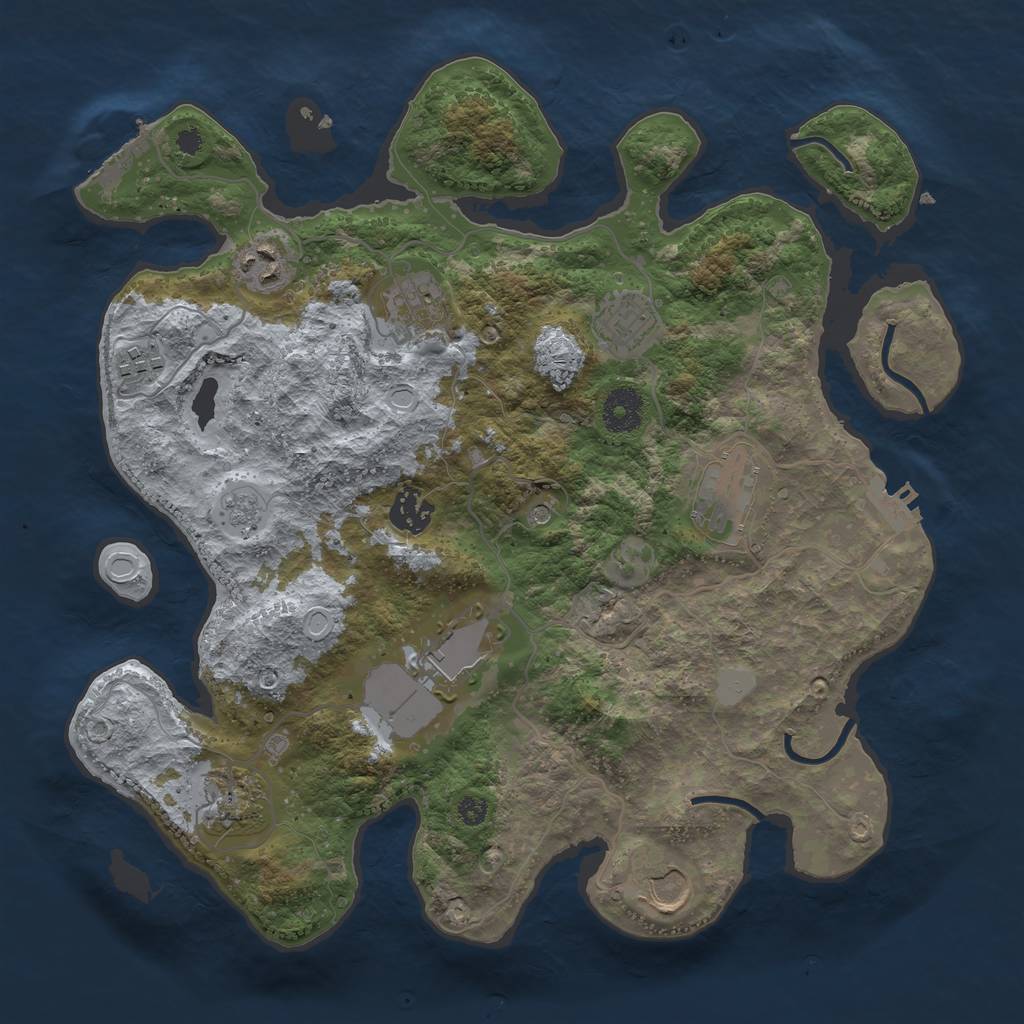 Rust Map: Procedural Map, Size: 3500, Seed: 52275575, 18 Monuments