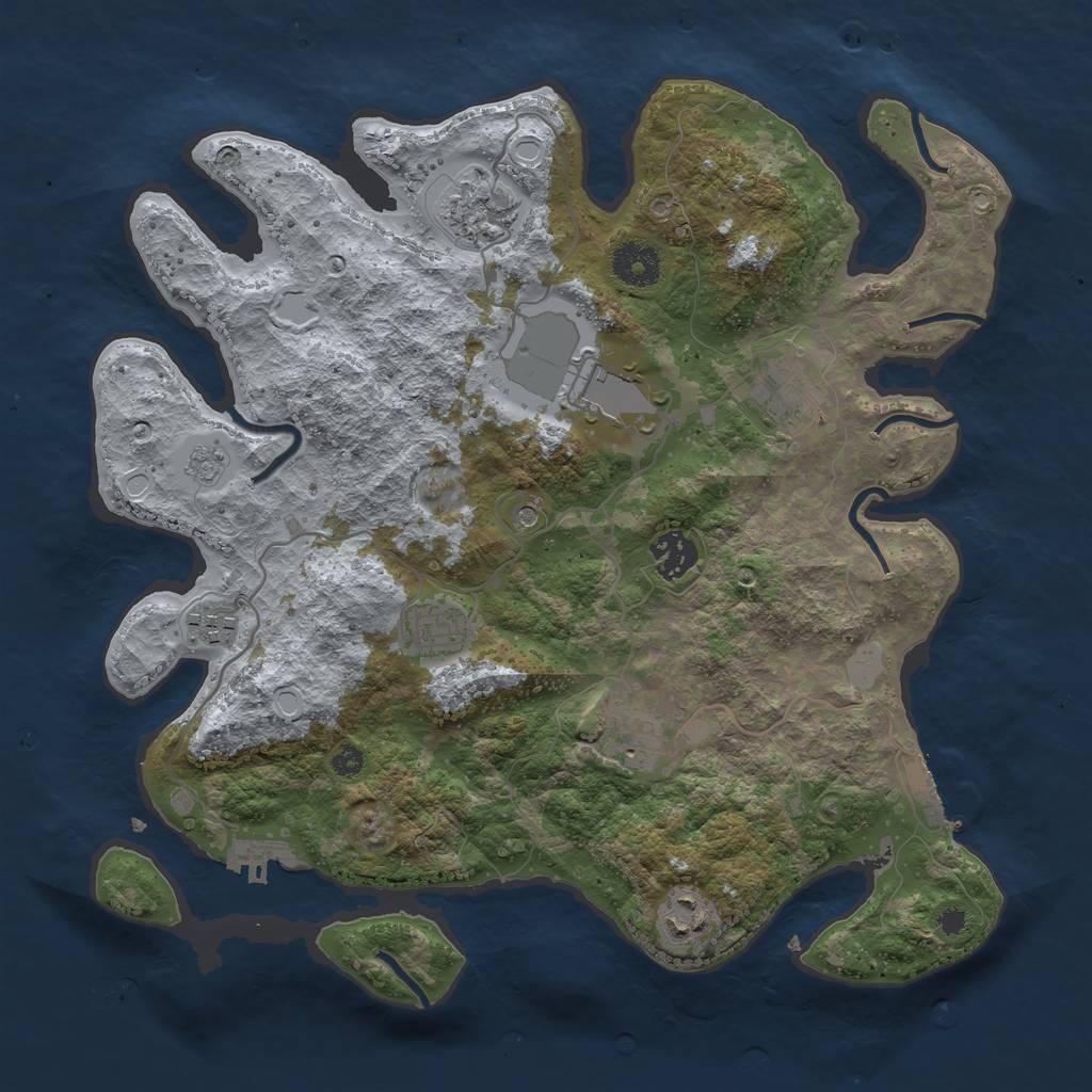 Rust Map: Procedural Map, Size: 3500, Seed: 70650206, 17 Monuments
