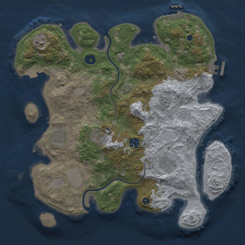 Rust Map: Procedural Map, Size: 3500, Seed: 964933, 12 Monuments