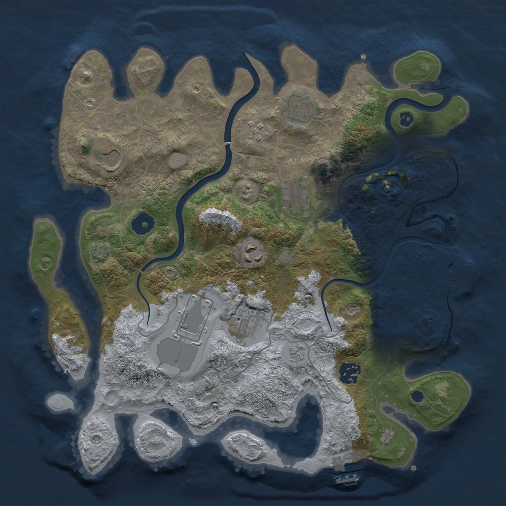 Rust Map: Procedural Map, Size: 3500, Seed: 7178735, 14 Monuments