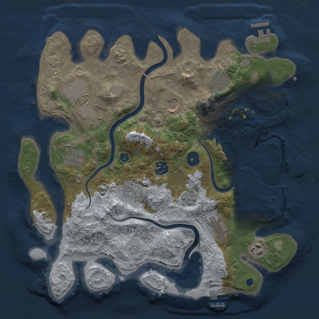 Rust Map: Procedural Map, Size: 3500, Seed: 7178735, 15 Monuments