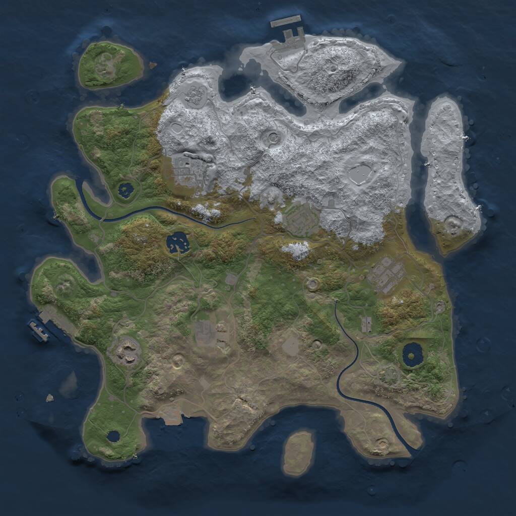 Rust Map: Procedural Map, Size: 3400, Seed: 860438, 12 Monuments