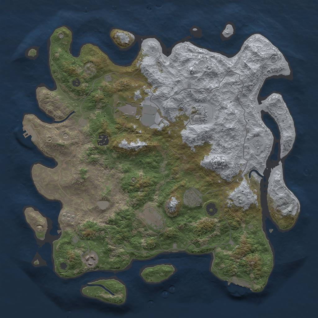 Rust Map: Procedural Map, Size: 4000, Seed: 90751, 16 Monuments
