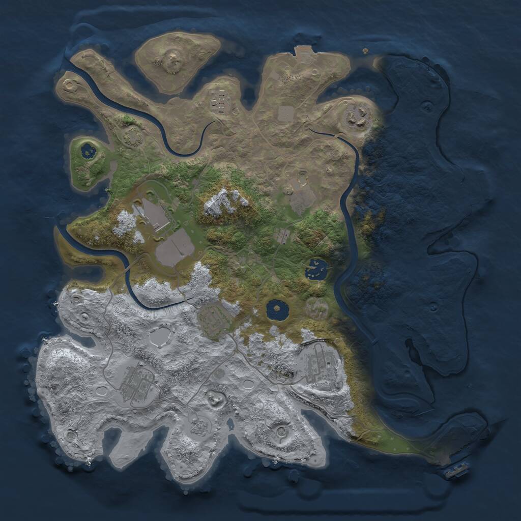 Rust Map: Procedural Map, Size: 3500, Seed: 90904403, 14 Monuments
