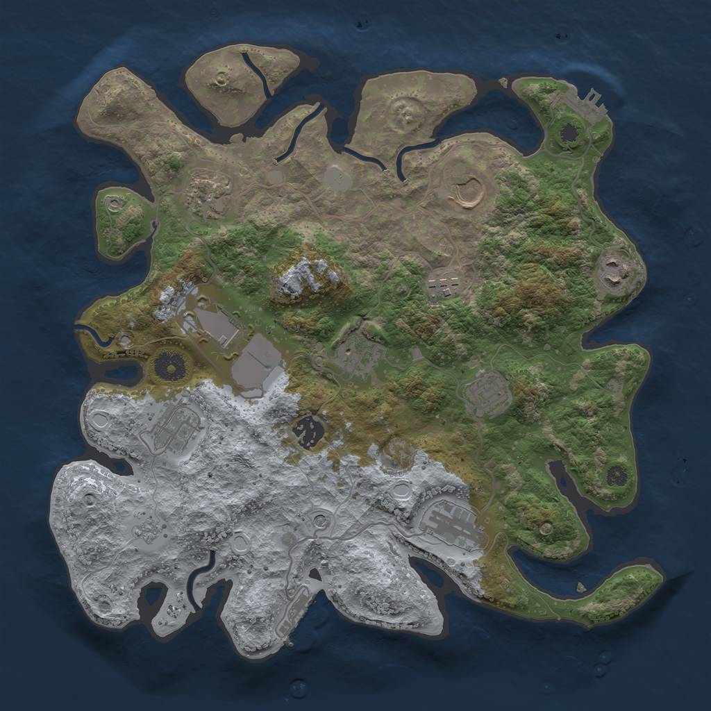 Rust Map: Procedural Map, Size: 3500, Seed: 90904403, 19 Monuments