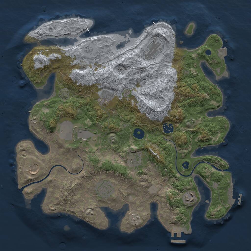 Rust Map: Procedural Map, Size: 3500, Seed: 43373904, 15 Monuments