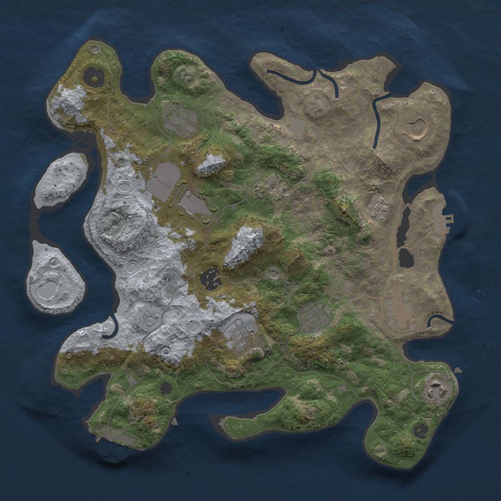 Rust Map: Procedural Map, Size: 3500, Seed: 846249838, 17 Monuments