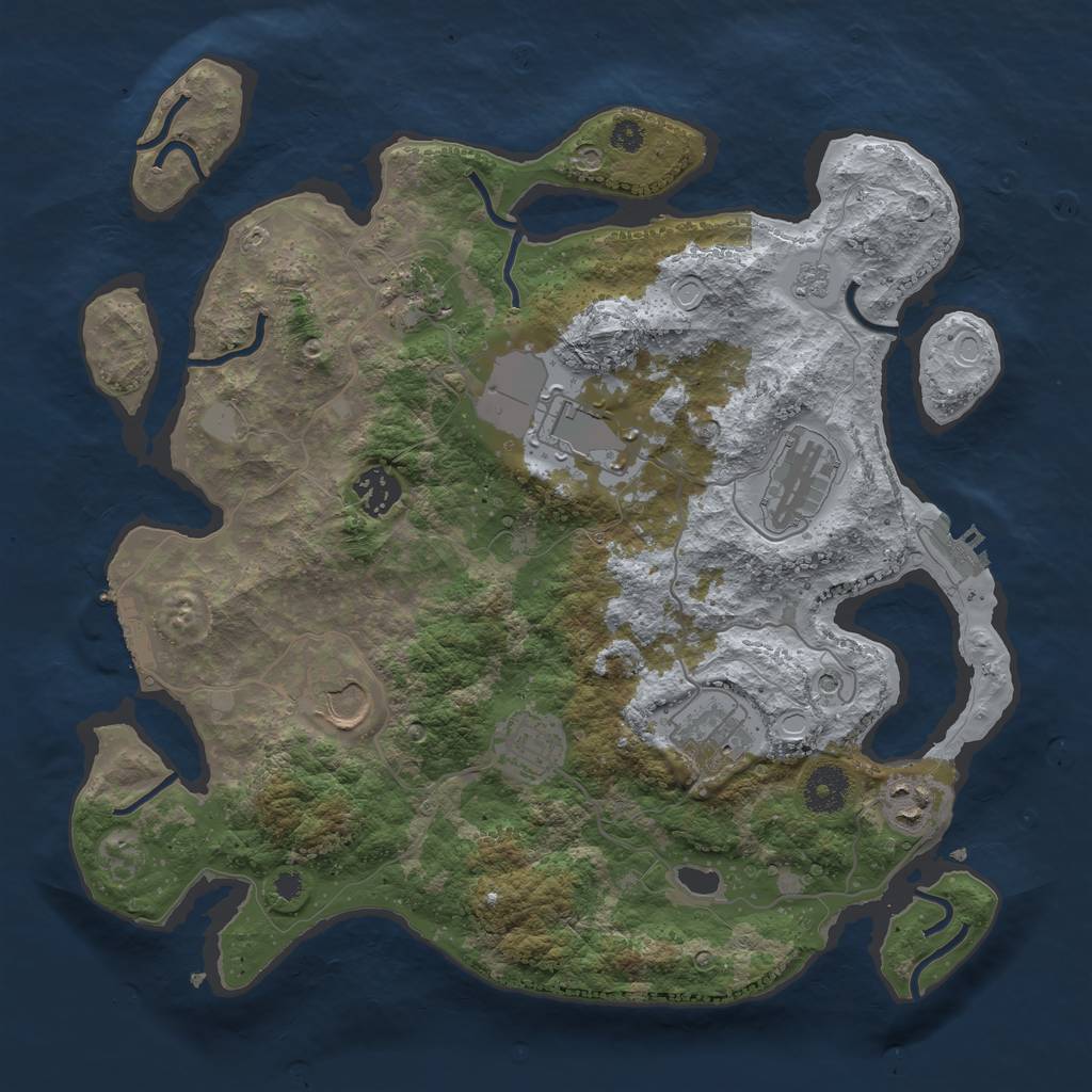 Rust Map: Procedural Map, Size: 3500, Seed: 71397252, 17 Monuments