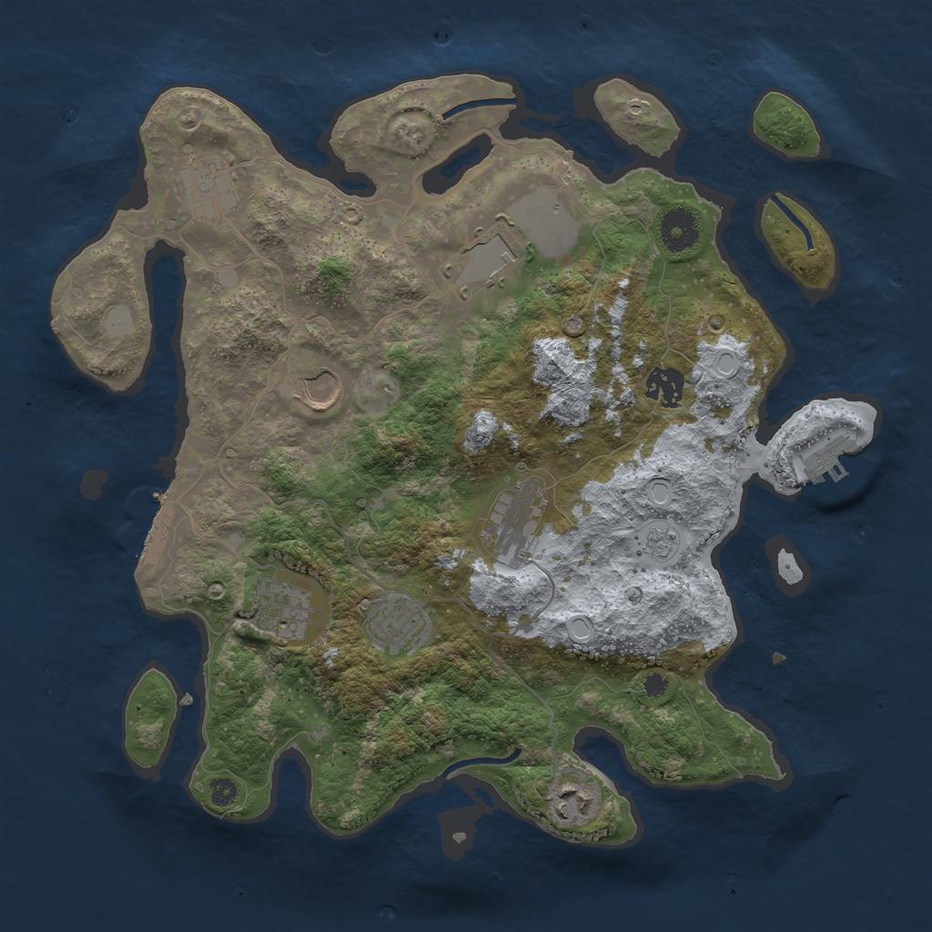 Rust Map: Procedural Map, Size: 3500, Seed: 1745848990, 16 Monuments