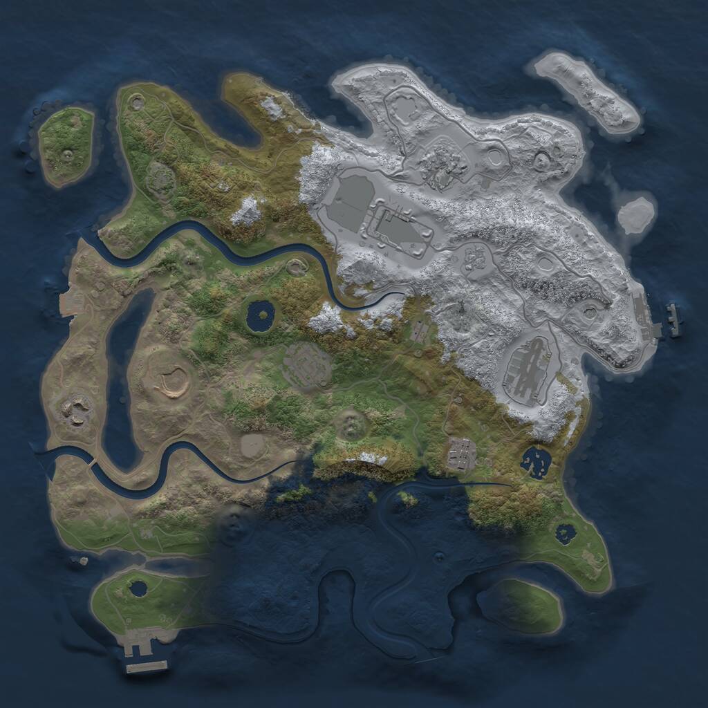 Rust Map: Procedural Map, Size: 3500, Seed: 18631323, 14 Monuments