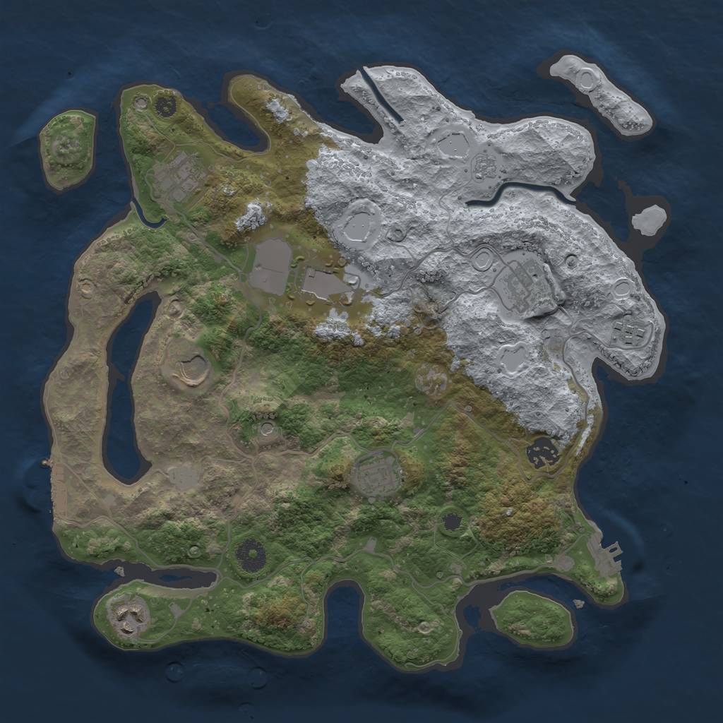 Rust Map: Procedural Map, Size: 3500, Seed: 18631323, 17 Monuments