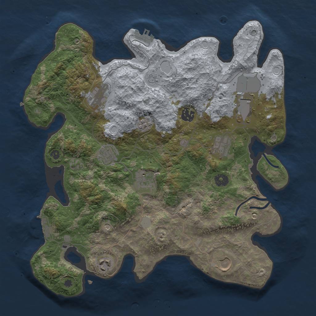 Rust Map: Procedural Map, Size: 3500, Seed: 77454543, 18 Monuments