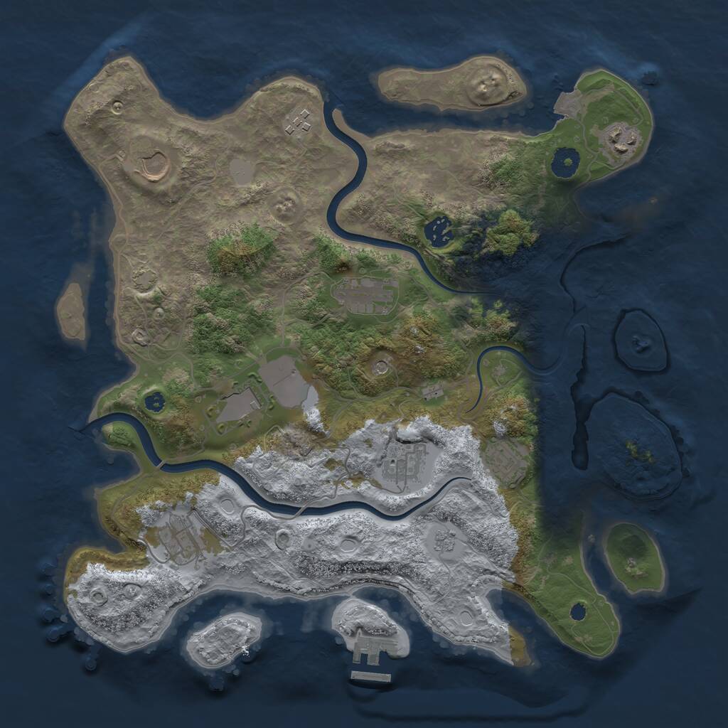 Rust Map: Procedural Map, Size: 3700, Seed: 1753217821, 14 Monuments