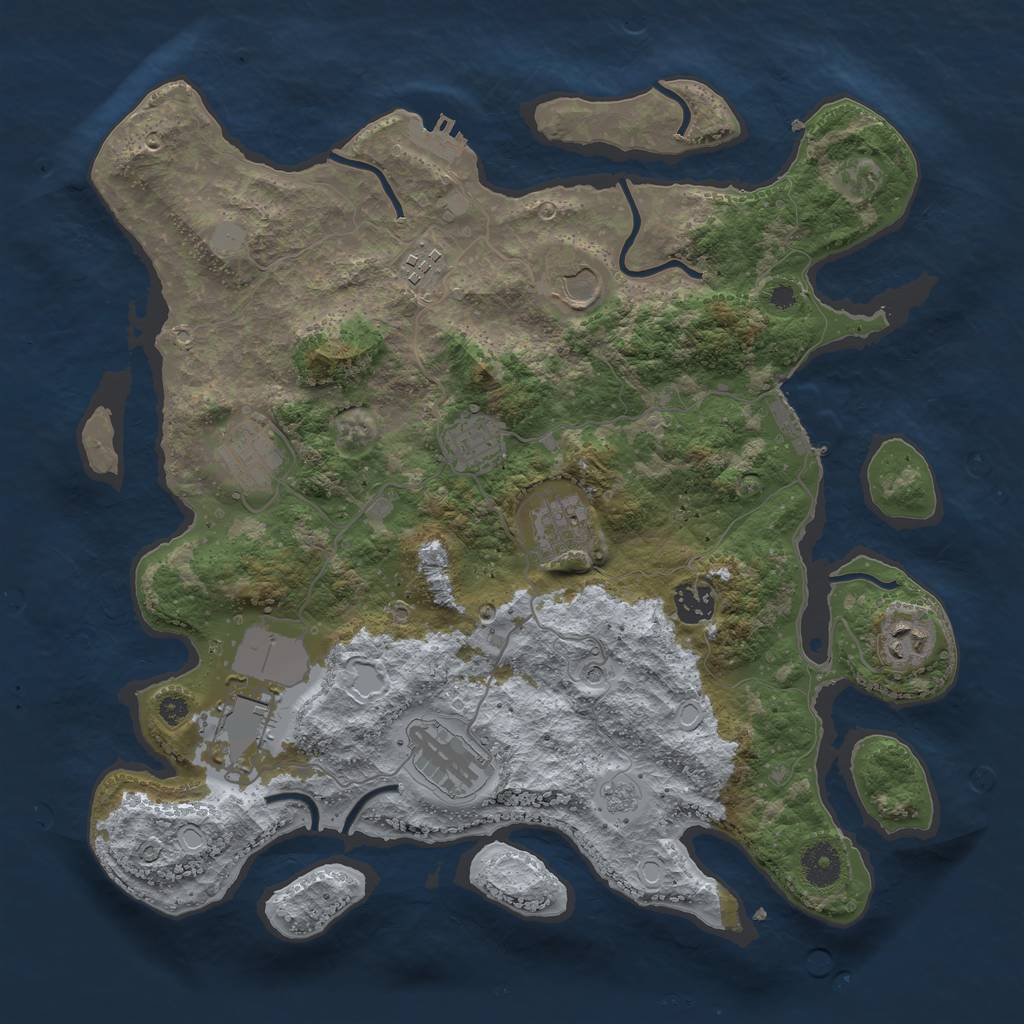 Rust Map: Procedural Map, Size: 3700, Seed: 1753217821, 18 Monuments