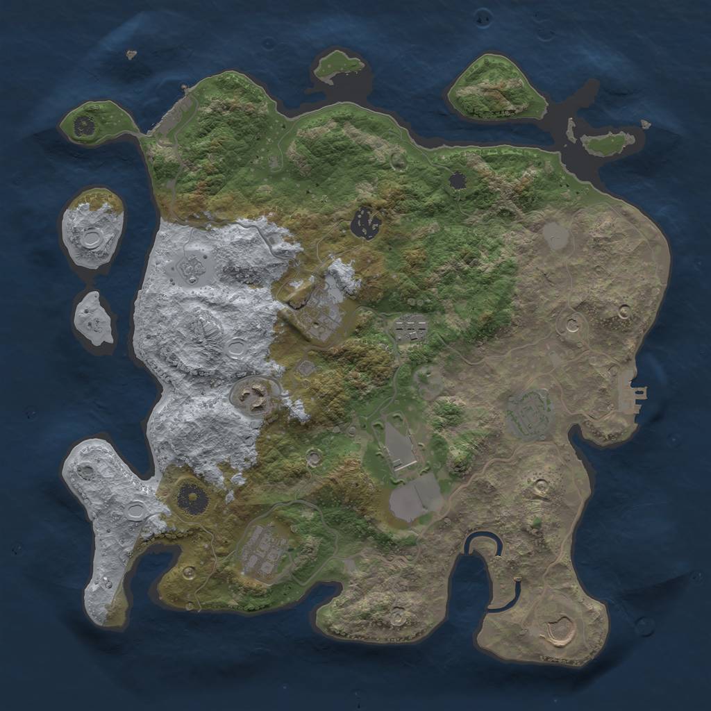 Rust Map: Procedural Map, Size: 3500, Seed: 66455538, 17 Monuments