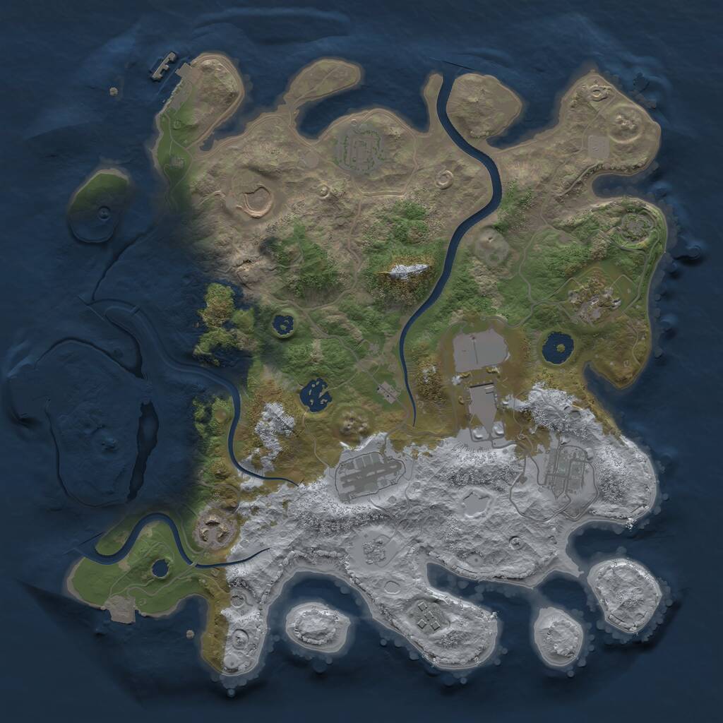 Rust Map: Procedural Map, Size: 3500, Seed: 25276387, 15 Monuments