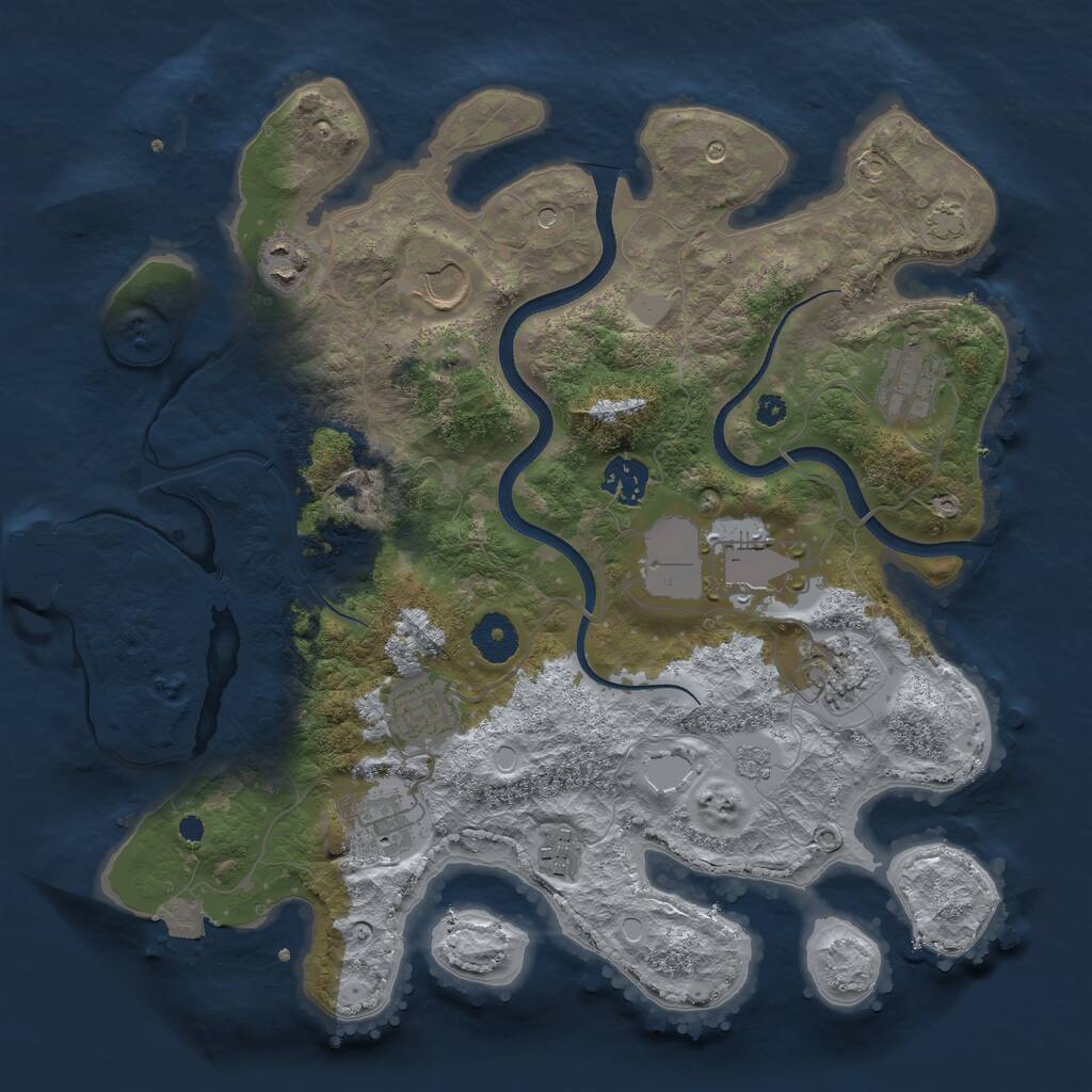 Rust Map: Procedural Map, Size: 3500, Seed: 25276387, 14 Monuments