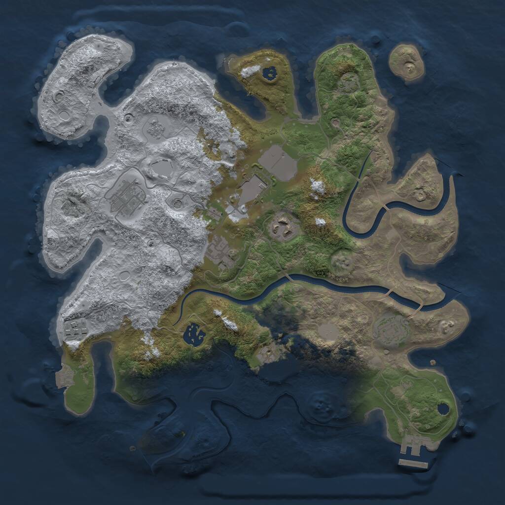Rust Map: Procedural Map, Size: 3500, Seed: 67191257, 13 Monuments