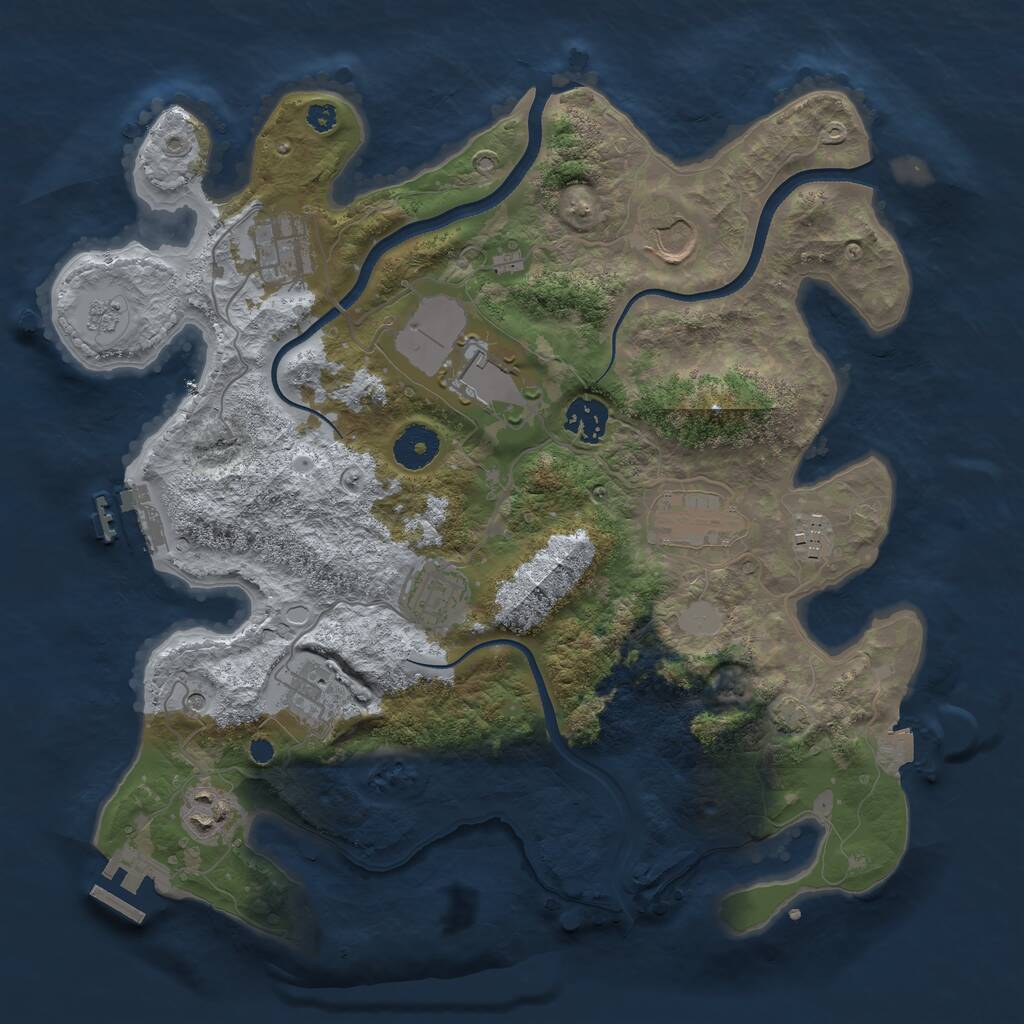 Rust Map: Procedural Map, Size: 3500, Seed: 32682, 15 Monuments