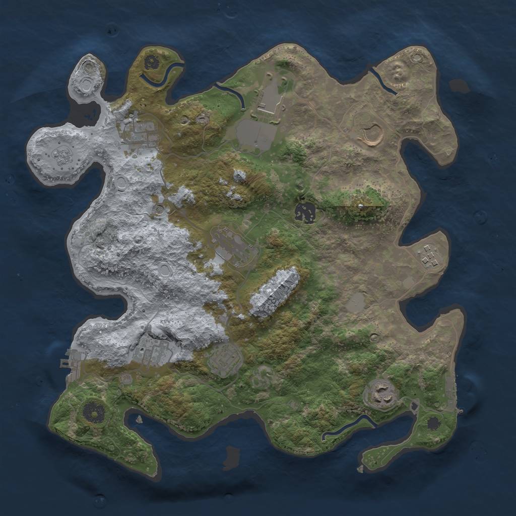 Rust Map: Procedural Map, Size: 3500, Seed: 32682, 16 Monuments