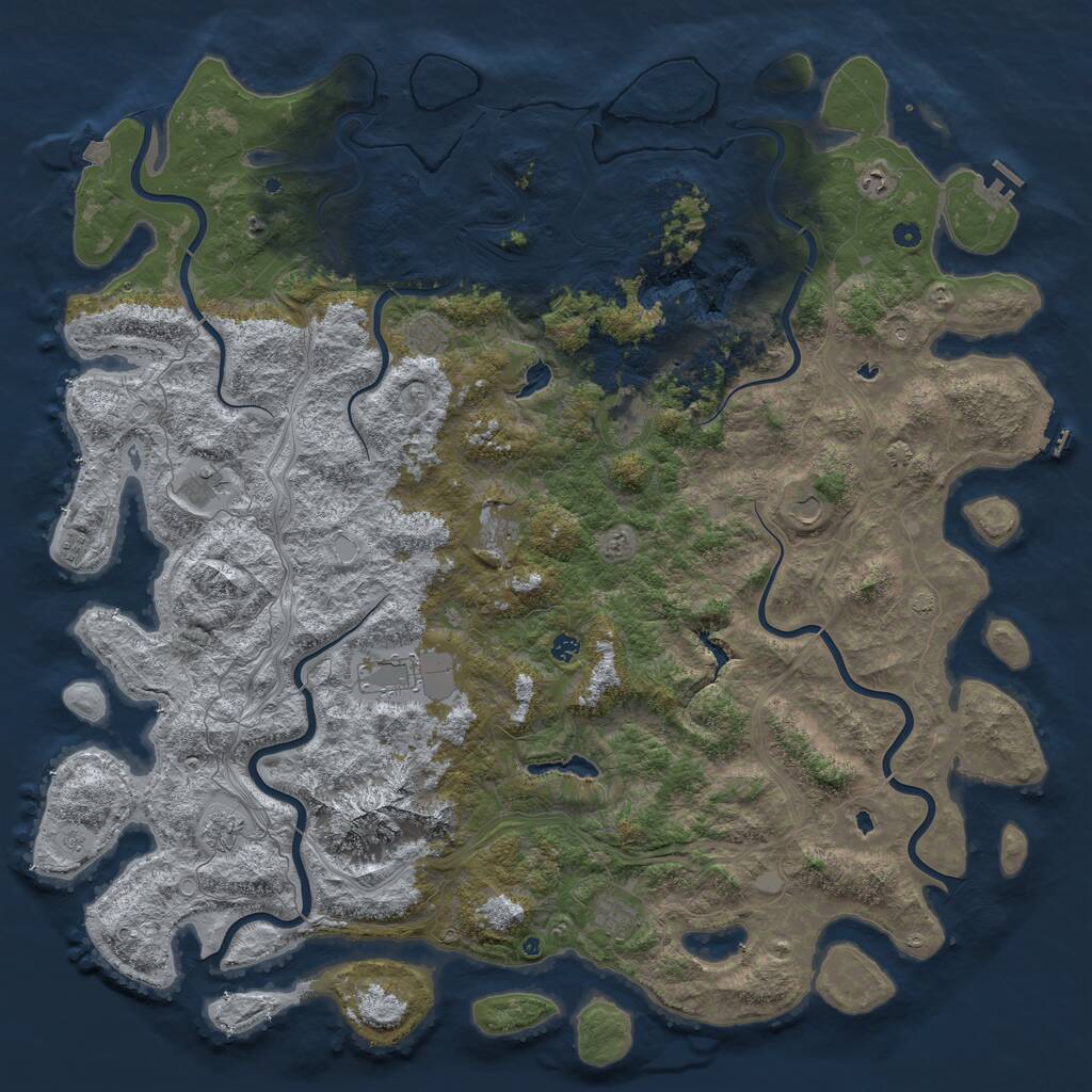 Rust Map: Procedural Map, Size: 6000, Seed: 32452342, 17 Monuments