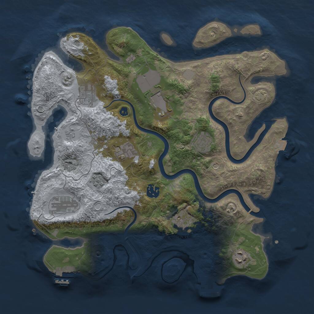 Rust Map: Procedural Map, Size: 3500, Seed: 47191667, 15 Monuments