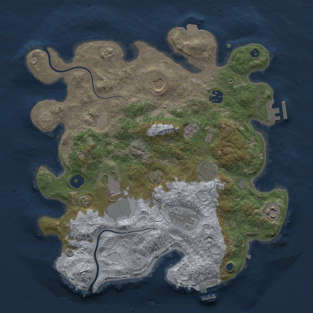 Rust Map: Procedural Map, Size: 3500, Seed: 36170534, 12 Monuments