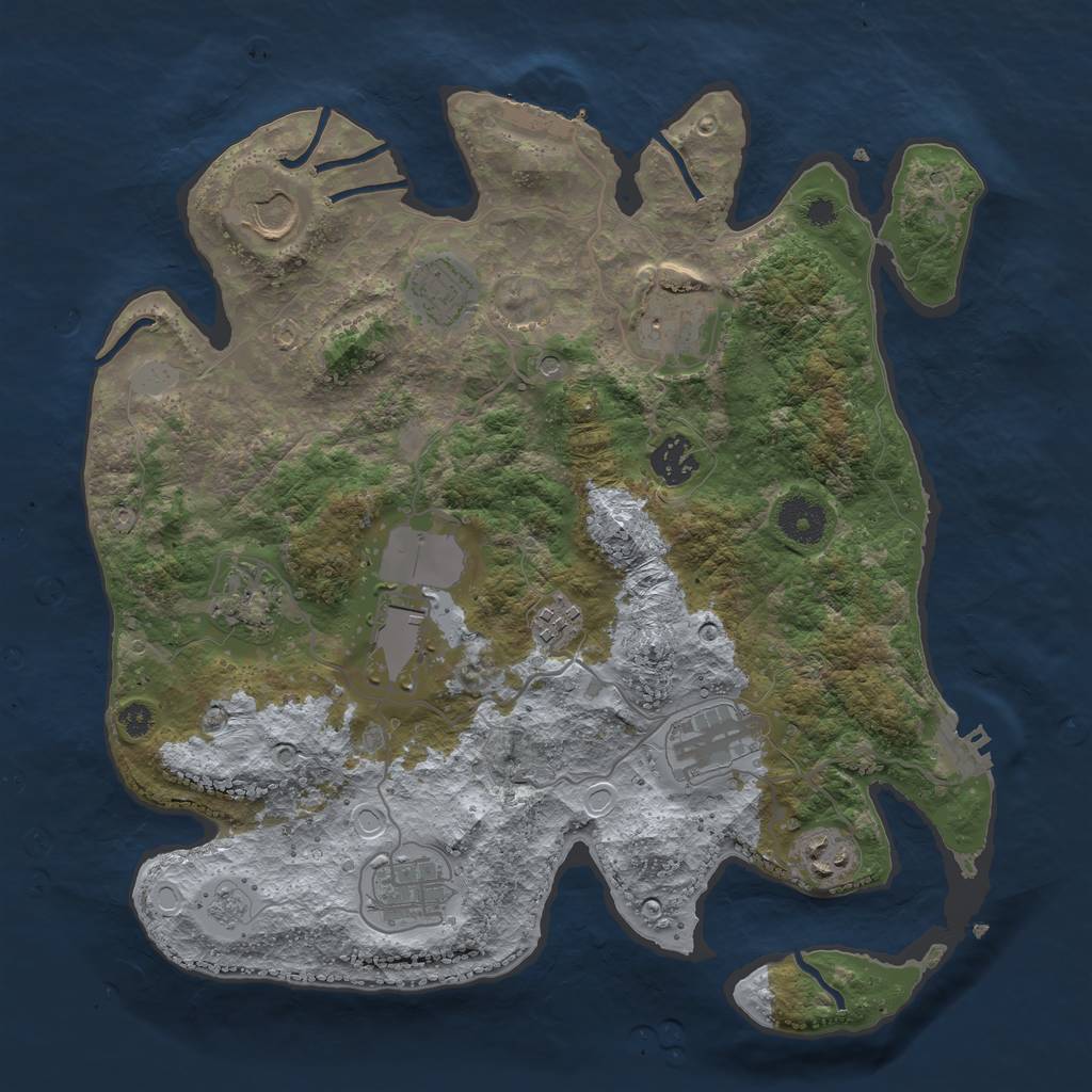 Rust Map: Procedural Map, Size: 3500, Seed: 2644649, 17 Monuments