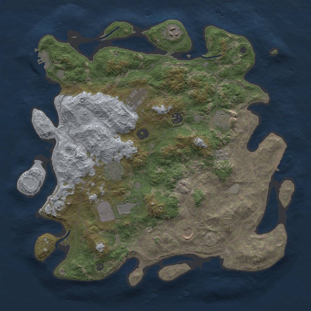 Rust Map: Procedural Map, Size: 4000, Seed: 13143, 15 Monuments