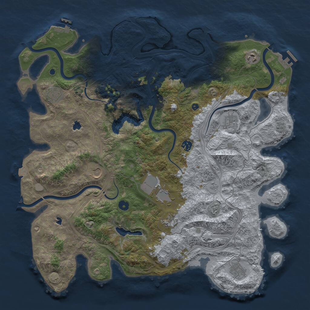 Rust Map: Procedural Map, Size: 4500, Seed: 1184386267, 15 Monuments