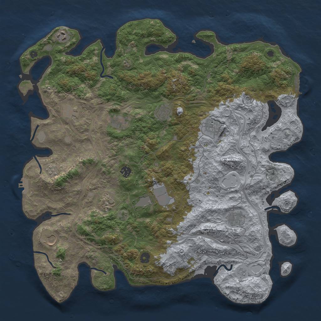 Rust Map: Procedural Map, Size: 4500, Seed: 1184386267, 20 Monuments
