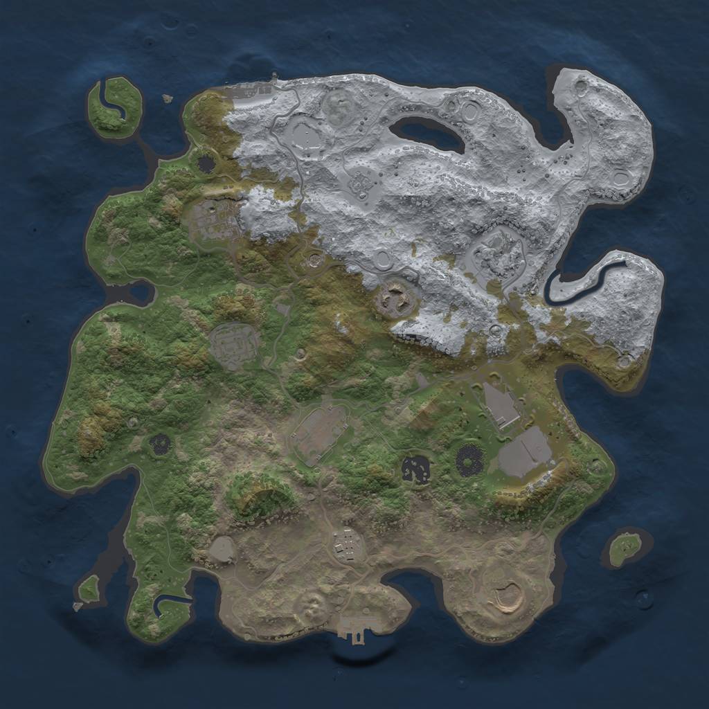 Rust Map: Procedural Map, Size: 3500, Seed: 83398051, 18 Monuments