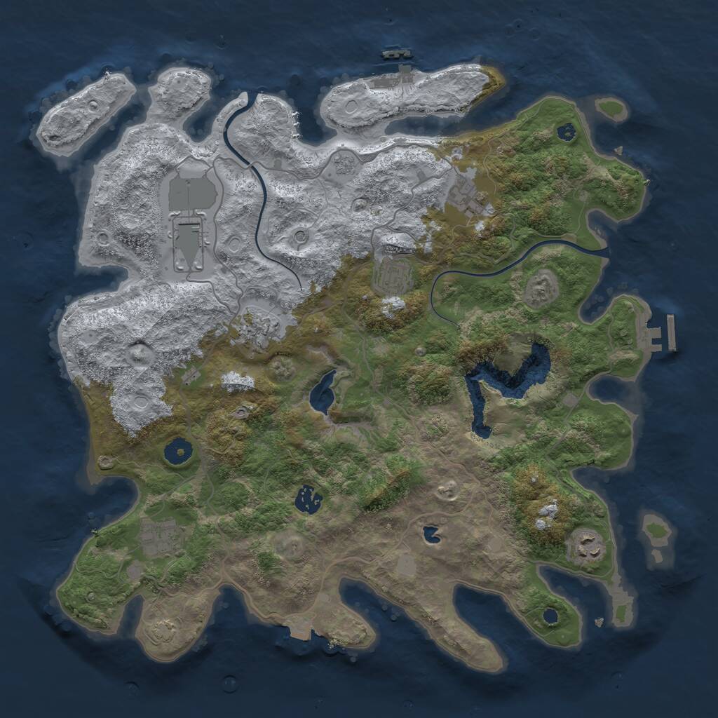 Rust Map: Procedural Map, Size: 4000, Seed: 839925300, 13 Monuments