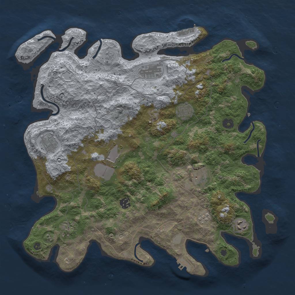 Rust Map: Procedural Map, Size: 4000, Seed: 839925300, 18 Monuments