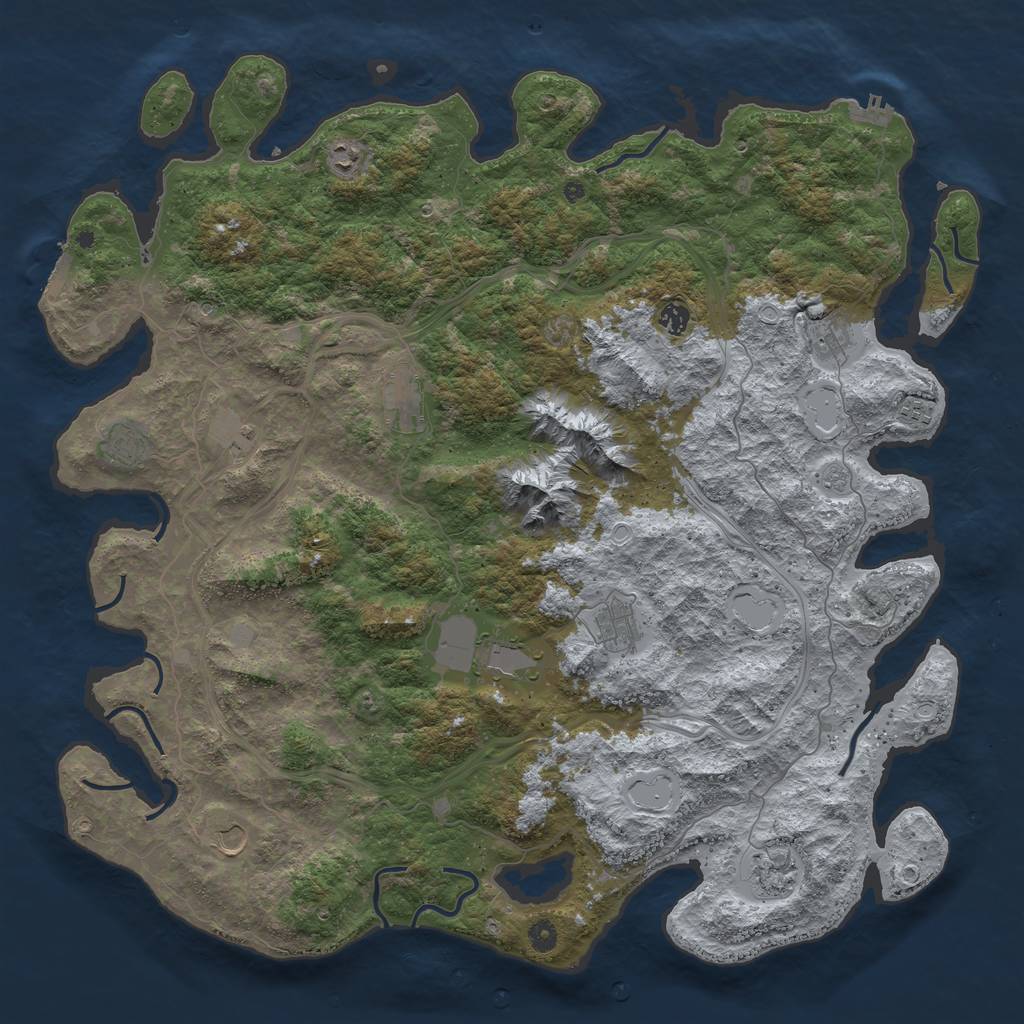 Rust Map: Procedural Map, Size: 5000, Seed: 6687, 20 Monuments