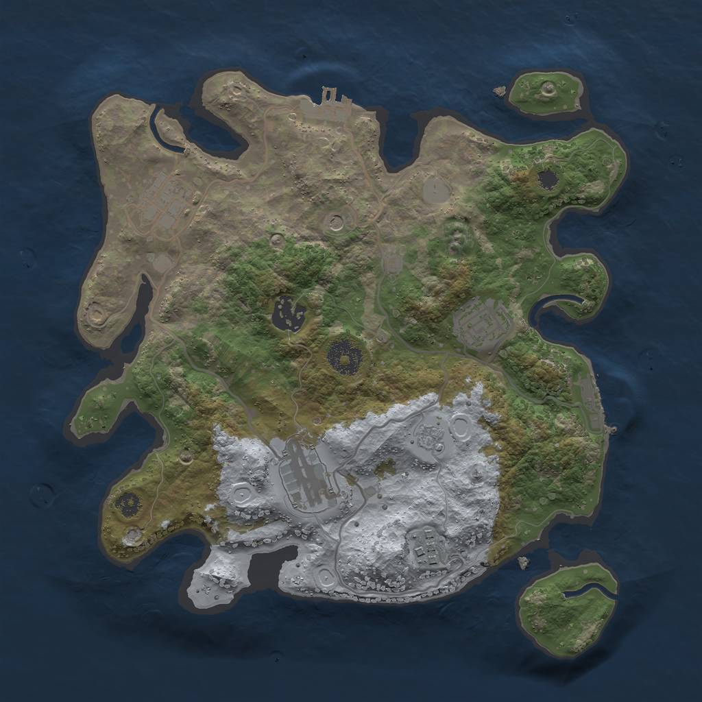 Rust Map: Procedural Map, Size: 3000, Seed: 472008, 14 Monuments
