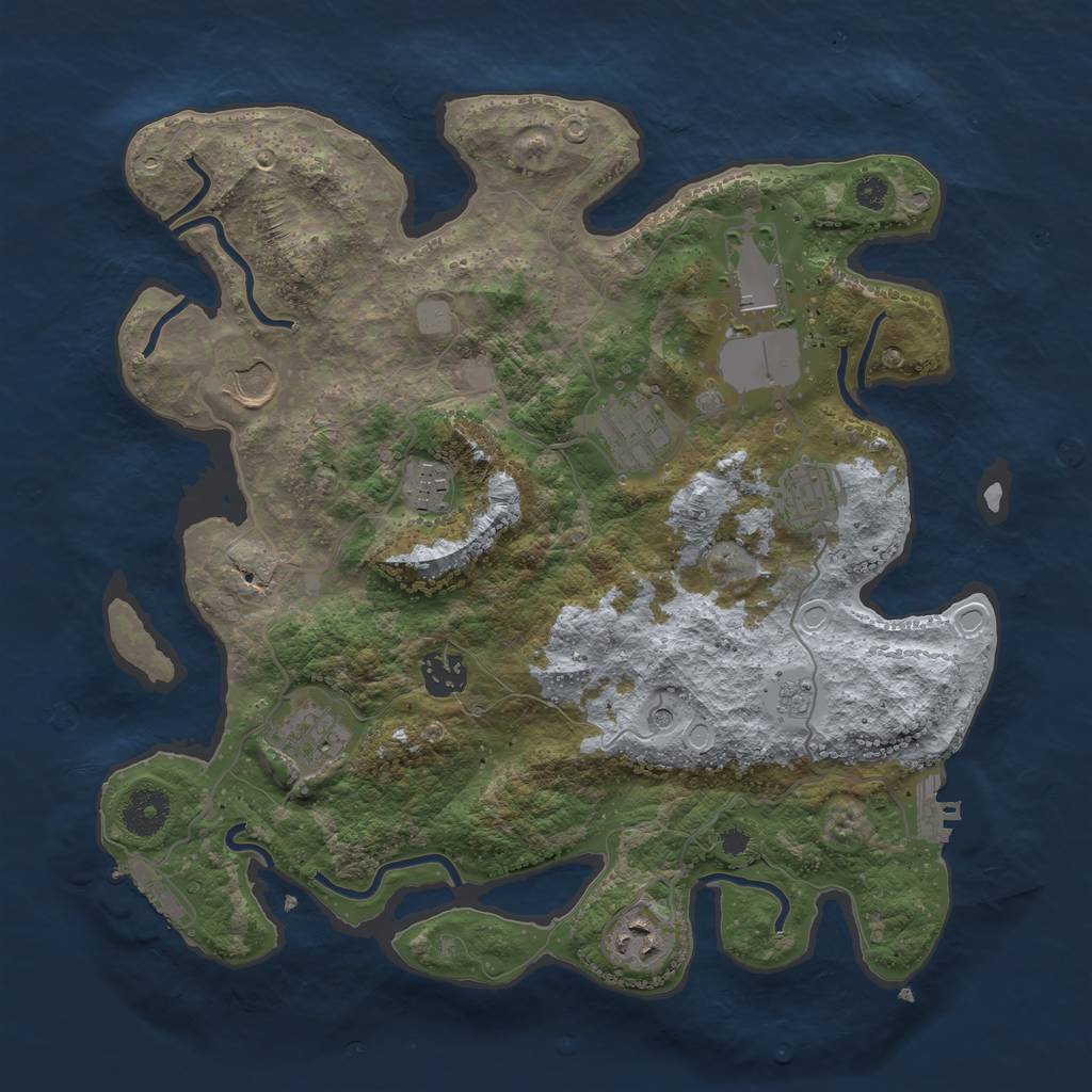 Rust Map: Procedural Map, Size: 3500, Seed: 23332716, 17 Monuments