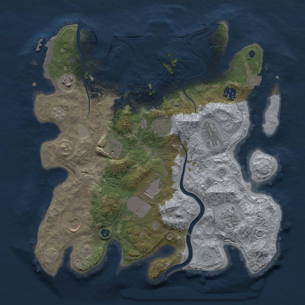 Rust Map: Procedural Map, Size: 3500, Seed: 1698378819, 15 Monuments