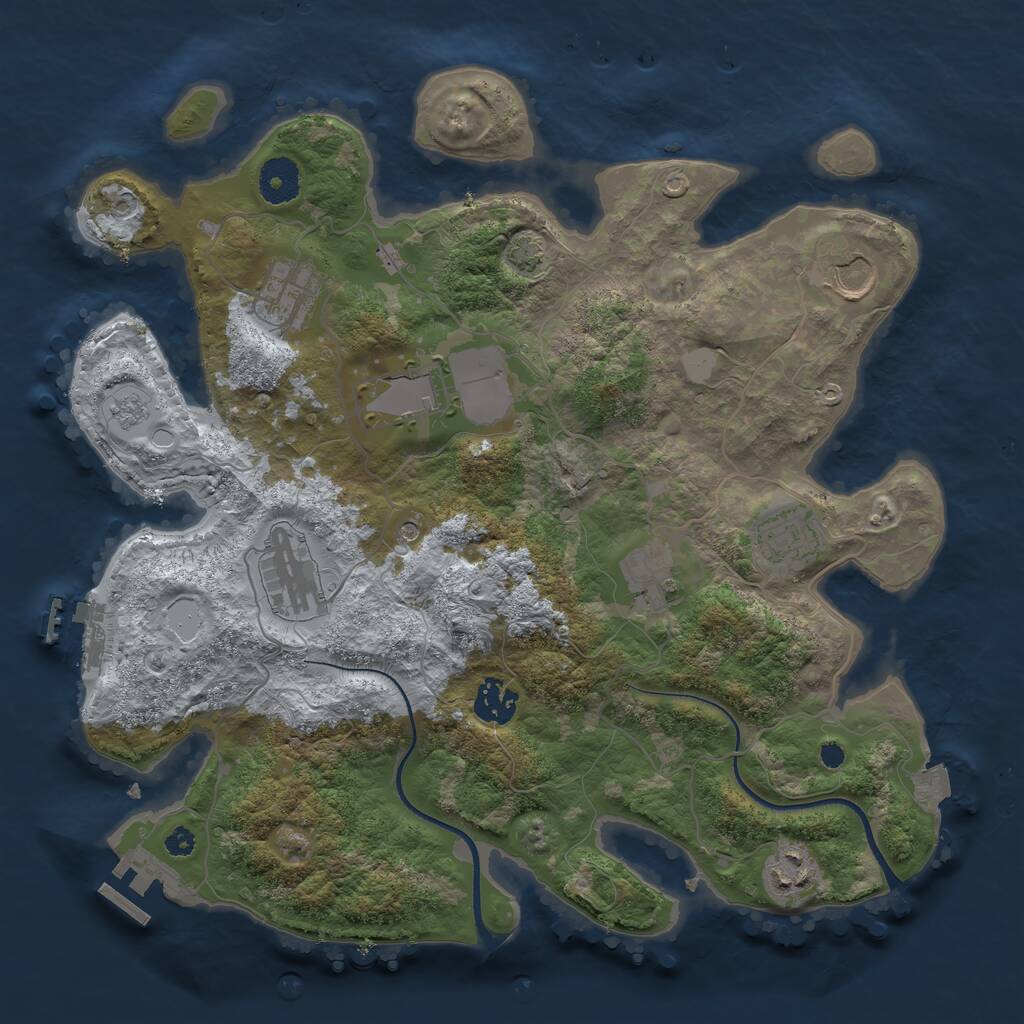 Rust Map: Procedural Map, Size: 3500, Seed: 16485238, 14 Monuments