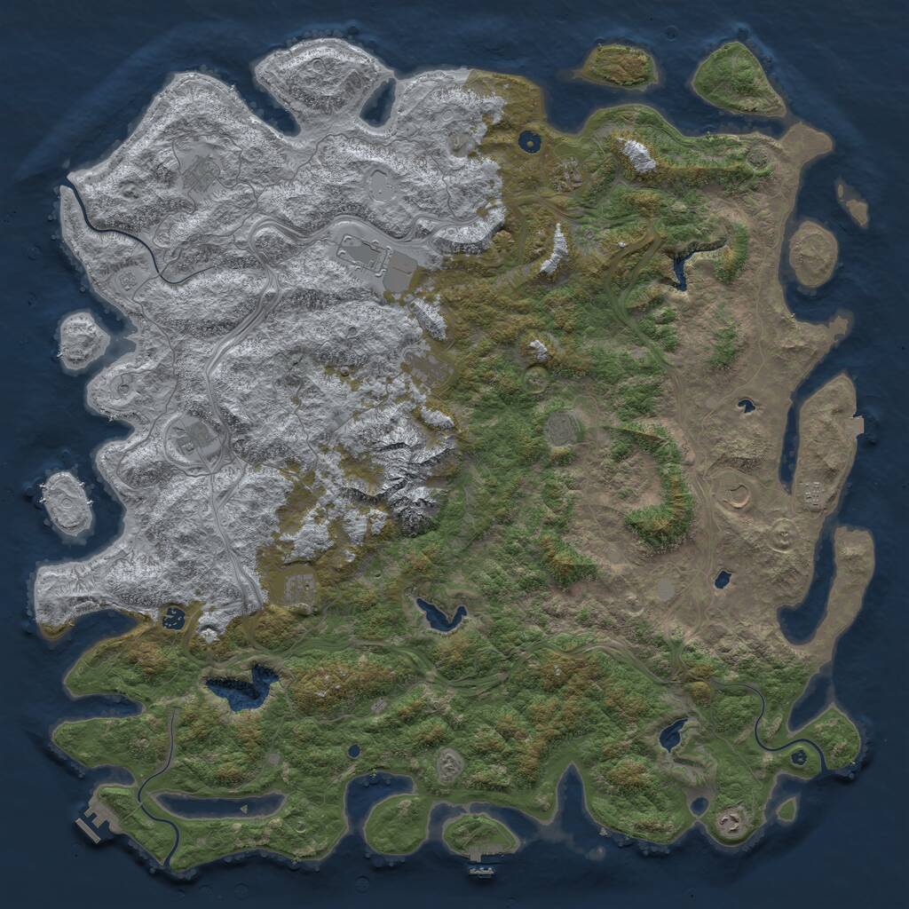 Rust Map: Procedural Map, Size: 6000, Seed: 2072277207, 17 Monuments